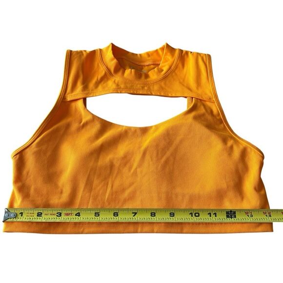 Peloton‎ Women’s M Cadet Rib High Neck Cutout Sports Bra Bright Orange Athletic - Picture 11 of 12